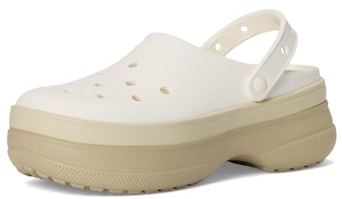 Crocs Unisex-Adult Classic Stacked Clogs Platform, Chalk, 4 UK Men / 5 UK Women