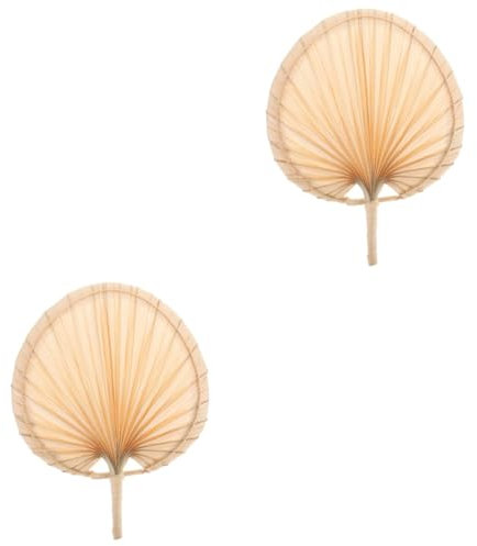 VALICLUD 2pcs Natural Hand Fan Handmade Weaving Wedding Palm Leaf Fan for Party Table Decoration Summer Cooling Chinese Style