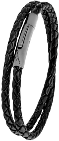 Simaru Premium läderarmband tillverkat i Tyskland, för kvinnor och män, unisex äkta läderarmband flätat med krok i rostfritt stål, hudvänligt