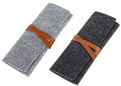 DOITOOL Estuche Enrollable para Bolígrafos y Lápices de Fieltro 2 Piezas Gris Oscuro y Gris Claro, Ligero y Portátil, Organizador Escolar para Estudiantes y Viajes