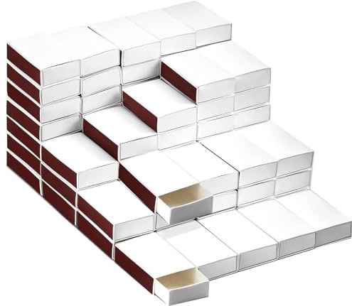 100 scatole vuote per fiammiferi (senza fiammiferi) 5,72 x 3,61 x 1,5 cm Scatole per fiammiferi bianche in bianco, contenitori di stoccaggio fai-da-te con doppio lato per matrimoni, baby shower