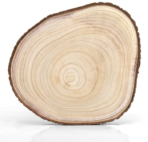 Disco de madera de Paulownia de 30-35 cm de diámetro, 2 cm de grosor, disco de árbol para bricolaje, discos de madera adecuados para decoración hecha a mano, placa de madera pulida, redonda