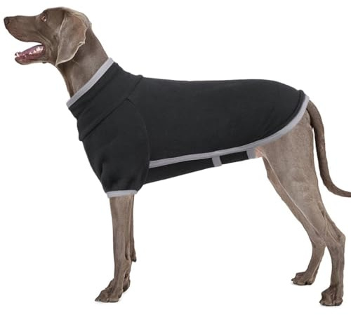 Hundfleecekappa, varma rockar och jackor för hundar, varma vintertröjor, termisk rock, Jack Russell-rockar med reflekterande ränder (mörkgrå, XL)
