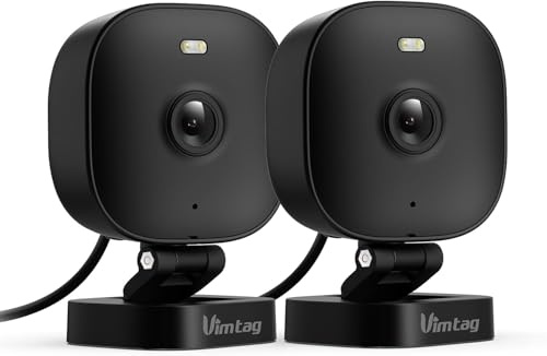 VIM TAG 2,5K Telecamera Wi-Fi Esterno, Videocamera Sorveglianza Interno con Allarme, Visione Notturna a Colori, Impermeabile IP65, Audio a 2 Vie, Rilevamento del Movimento, Funziona con Alexa(2PCS)