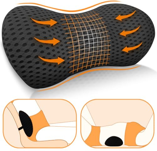 Lighterday Lumbar Support Cushion,Memory Foam Pillow for Relief Lower Back Pain,Back Cushion with Breathable Cover,Ergonomic Lumbar Support for Car,Office,Home(Black)