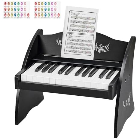 VEVOR Tastiera per Pianoforte per Bambini a 25 Tasti, Mini Strumento Musicale Giocattolo Educativo con Suono Realistico, Doppia Alimentazione, Volume Regolabile per Bambini Piccoli, Nero