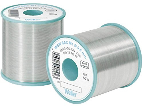 Weller WSW SAC M1 (T0051386499) Filo Saldante, Ø 0.5mm, 500g, Lega Sn96.5Ag3.0Cu0.5, Contenuto di Fondente 3,5%