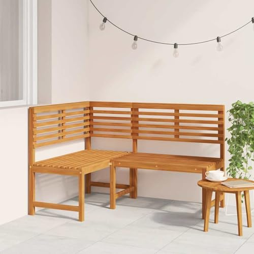 Panca da Giardino Angolare, Seduta Ampia in Legno Massello di Acacia con Finitura ad Olio 140 x 100 x 91 cm, per Esterno Balcone Terrazzo