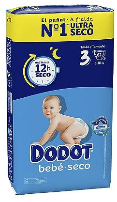 Dodot Pañales para bebe super absorbentes talla 3 62 unidades