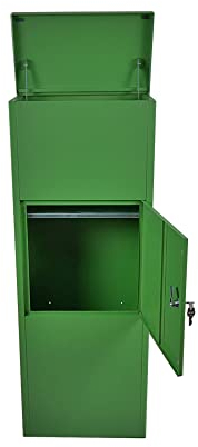 VEEHAUS Grande boîte aux Lettres en Acier Inoxydable - pour l'extérieur - Taille XXL - avec Compartiment à Colis (sans Support, Vert)
