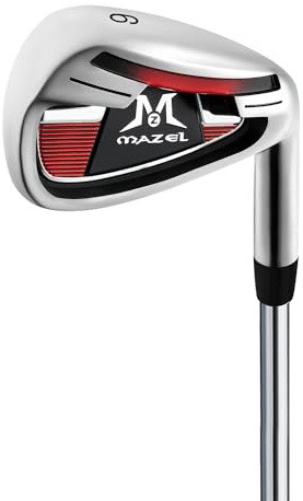 MAZEL Hierro de golf individual 1,2,3,4,5,6,7,8,9, hierro de golf con ejes de acero para golfistas diestros (acero inoxidable, negro rojo, hierro 6, rígido, derecho)