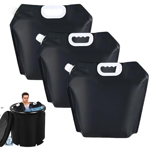 Hesitroad 3Pcs Ice Bath Bags,5L Reusable Bathtub Freezer Water Bag,Large Capacity Ice Baths at Home,Portable Ice Barrel Cold Therapy,Cold Plunge Tub Accessories for Muscle Recovery Black