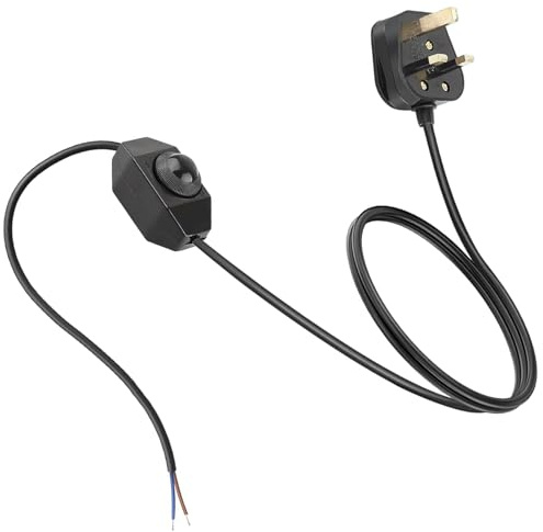 Dimmer Plug, 1.8m Cable Dimmable Light Switch, 110-250V Lamp Electrical Cord 0-100% Dimmable Control, Dimmer Light Switch Suitable for Tungsten Bulb, Incandescent Bulb, and Table Lamp, Black
