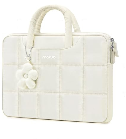MOSISO Funda Portátil 15-16 Pulgadas, 15,6 Pulgadas Laptop Bolsa Compatible con MacBook Pro 16 M5 M4 M3 M2 M1,HP Acer, Rectángulo Acolchado Bolsa Ordenador con Asa y Colgante Flores,Arena