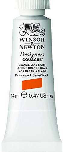 Winsor & Newton Designers Gouache - Peinture Gouache pour le Dessin, L'illustration, le Design - Aquarelle Opaque, Tube de 14ml, Couleur Laque Orange Clair