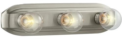 Designers Fountain 3-Lights Melrose Vanity Light Fixture, 18 Inch Wall Mount Sconce for Bathroom, Bedroom or Mirror, Brushed Nickel, 6613-BN