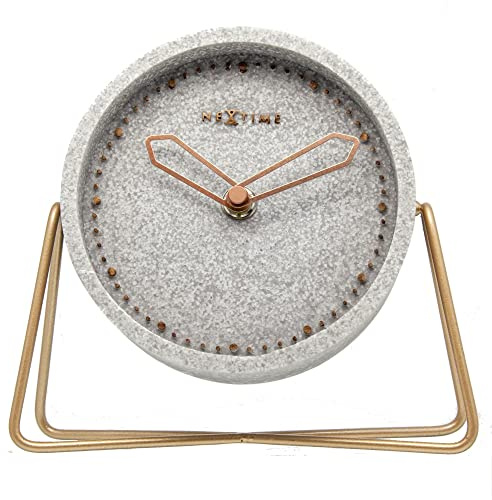 NexTime Crosstabell Bordsklocka, Silent Rund, Sten/Metall, 17,5 x 15,5 cm
