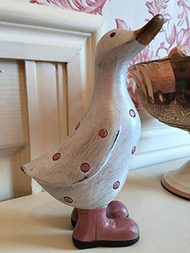 Figura decorativa de pato con lunares rosados estilo rústico de David's