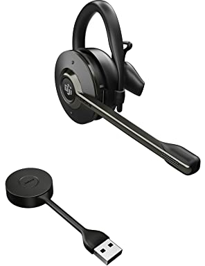 Jabra Engage 55 Schnurloses, Convertibles Headset mit EarHook, Kopf- und Nackenbügel und Link 400 USB-A DECT-Adapter - Mikrofon mit Geräuschunterdrückung - Für MS Teams Zertifiziert - Schwarz
