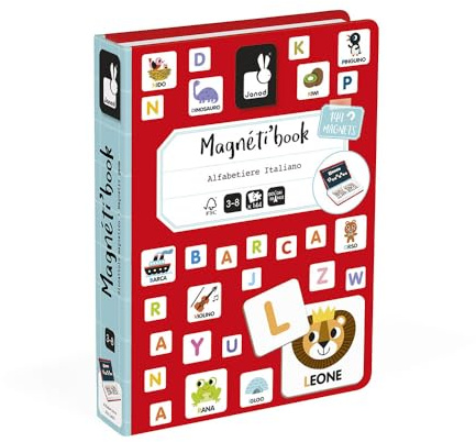 Janod - Magneti'Book Alfabeto - Gioco Educativo Magnetico 142 Pezzi - Versione Italiana - da 3 Anni, J02594