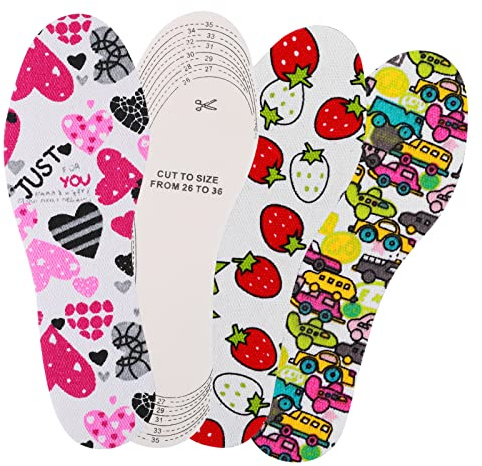 WLLHYF 3 pares de plantillas para niños, agarres de talón para niños, plantillas suaves y transpirables de tamaño infantil, inserciones de esponja viscoelástica, corta cualquier tamaño para niños y