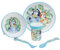 Set de vajilla infantil reutilizable antideslizante con base de silicona bicolor compuesto de plato, cuenco, vaso y cubiertos en caja de Bluey