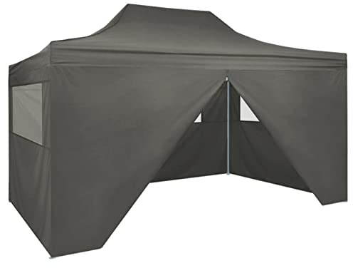 Tidyard Tendone per Feste Pieghevole con 4 Pareti,Gazebo Professionale,Gazebo Pieghevole da Giardino,Gazebo Impermeabile,Gazebo con Parete,Tenda Pieghevole Pop-up,Gazebo 3x4,5 m Antracite