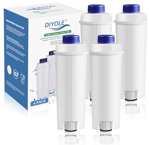 4Packs DLSC002 Coffee Water Filter for Delonghi Water Filter Replacement, Compatible with ECAM, ESAM, ETAM, EC680, EC800