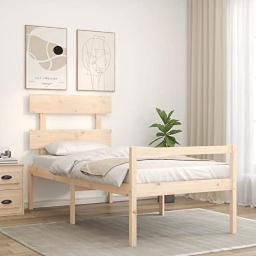 vidaXL Letto per Anziani con Testiera Small Single in Legno Massello