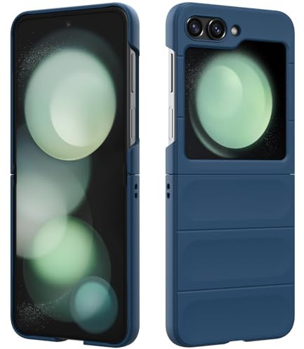Custodia Compatibile con Samsung Galaxy Z Flip 5 5G, Silicone Custodia per Tutto il Corpo, Copertura Antiurto con Fotocamera Protettivo, Cover Rigido al Tatto - Blu Scuro