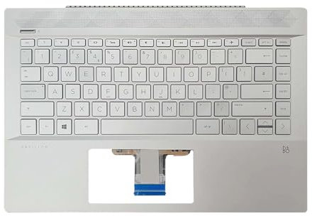 TECHNOLOGYVS LAPTOP REPLACEMENT PALMREST TOP COVER FOR HP Pavilion 14-CE3007NH 14-CE0002TU 14-CE3001NV UK TOP CASE BACKLIT KEYBOARD SILVER