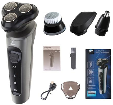 Afeitadora eléctrica para hombres, afeitadora eléctrica y seca y húmeda, recortadora de pelo para barba, máquina de afeitar eléctrica recargable 4 en 1