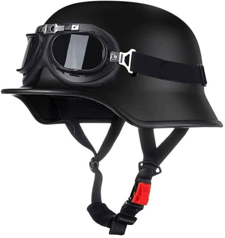 VVPEC Halvmotorcykelhjälm med UV-glasögon Öppen ansiktshjälmar ECEDOT-certifierad,WW2 Tysk retrostil halvansiktshjälm for vuxna män kvinnor, halvskalshjälmar for mopeder Scooter Cruiser Chopper(2,XL(