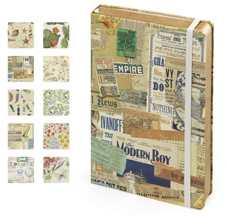 WETLOTE Styv A5-anteckningsbok - Florence & Provence-serien, 106 linjerade sidor med elastisk stängning, bokmärke och bakficka, perfekt för resor, skola och kontor, 14 x 21 cm (fiske)