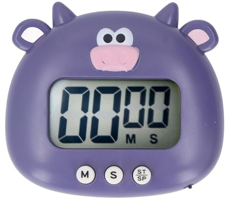 KooingTech Kitchen Timer, Digital Timer, Cooking Clock with Stand for Cooking Teaching, Purple Cow