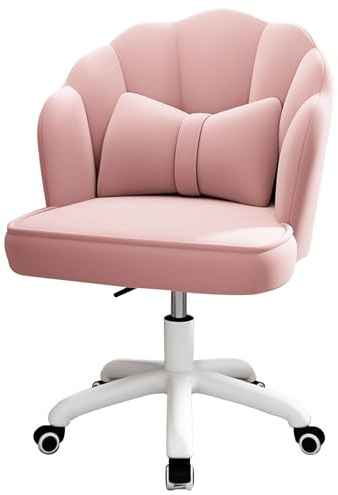 Chaise de maquillage pivotante en velours, esthétique à 360 °, design coquillage pour salon et chambre à coucher, fauteuil de coiffeuse rose élégant pour décoration d'intérieur et routine beauté