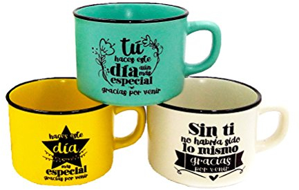 DISOK Taza Frases Gracias por Venir Cerámica (Precio Unitario) - Tazas Originales y Baratas para Detalles de Bodas, Bautizos y Comuniones. Tazas para Regalar en Bodas Comprar