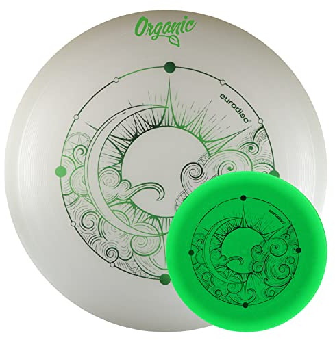 eurodisc 175g Nightglow Organic Ultimate Frisbee Disc Moon Mond nachleuchtend phosphoreszierend leuchtet im Dunkeln (GRÜN) - Profi Wurfscheibe für Outdoor Spiele -Spiele für draußen Kinder ab 8 Jahre