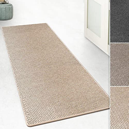 Floordirekt Tapis de couloir Kalkutta - Aspect sisal - Design œil de tigre - Tapis de couloir pour salon et cuisine (Beige, 80 x 400 cm)