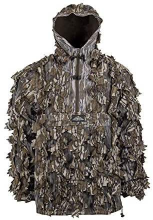North Mountain Gear Mossy Oak Bottomland Leafy Camo Hunting Jacket – Lightweight 1/2 Zip Hooded Camo Hunting Hoodie with Kangaroo Pouch – Medium-Large