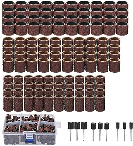 338 PCS Sanding Drum Kit, Drum Sander Set, Drum Mandrels with Box, Dremel Sanding Accessories,Nail Sanding Band Sleeves, Drum Sanding, Sander Sleeves, Sanding Drums for Rotary Tool-1/2 3/8 1/4
