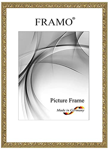 Framo Marco de fotos barroco 24 x 30 cm de madera maciza | Oro antiguo | Color/tamaño seleccionable | Marco antiguo vintage retro n.º 109