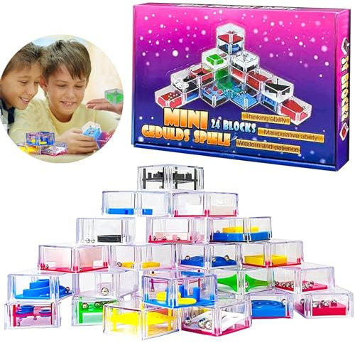Geduldspiele für Kinder, 24 Stück Mini Denkspiel Knobelspiele, Geduldsspiel Knobelspiel, Geduld Spiel Spielzeug Mitbringsel Geschenke, Geschicklichkeitsspiel für Kinder Erwachsene