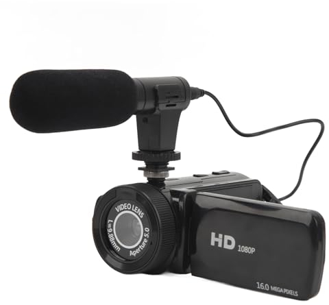 Videokamera-Vlogging-Kamerarecorder, FHD 1080P 16,0 MP, 2,4-Zoll-Bildschirm mit 270-Grad-Drehung, 16-facher Digitalzoom-Camcorder mit Mikrofon