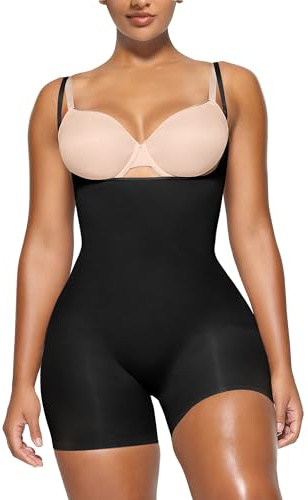 YIANNA Body Sculptant Femme Gainant Sans Couture Amincissante Gaine Ventre Plat Invisible Combinaison Shapewear Bodysuit Minceur Noir L/XL 5258