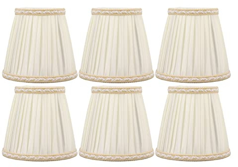 6 Pantallas de Lámpara para Lámparas de Mesa, Pantalla de Tela, Pantalla de Lámpara Plisada de Seta, Pantallas de Lámpara de Araña con Clip para Bombillas de Candelabro, Lámpara