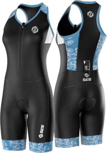 SLS3 AG Traje de Triatlón para Mujer - Una Pieza - Bolsillo Trasero - Costuras Antifricción - Sin Sujetador Incorporado