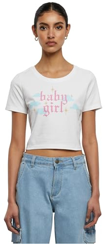 Miss Tee Dam-t-shirt, baby girl cropped t-shirt, magfri t-shirt för kvinnor, t-shirt med fronttryck, bomull, storlekar XS – 5XL, Vit, XXL