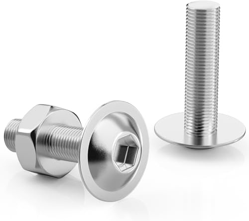 Lot de 50 vis à tête bombée avec bride M5 x 20 mm, vis en acier inoxydable A2 V2A vis à machine avec hexagone encastré haute dureté, filetage complet métrique