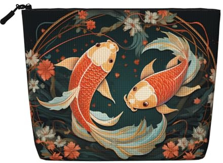 WBQLSL Bolsa de cosméticos de viaje con estampado de carpas koi, bolsa de almacenamiento multifuncional, especialmente diseñada para el almacenamiento de necesidades diarias, color negro, talla única